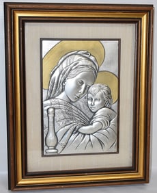 VINTAGE STERLING/GILT FRAMED MARY W/JESUS