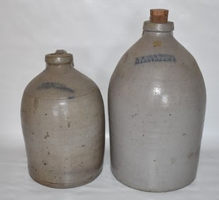 2 D. WESTON/W.W. & D. WESTON SALT GLAZED STONEWARE JUGS