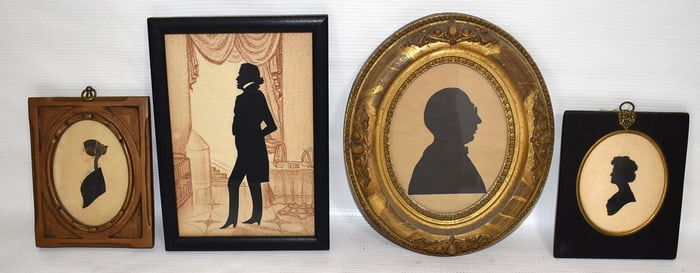 (4) EARLY H/P MINIATURES INCL. SILHOUETTES, 19/20TH C.
