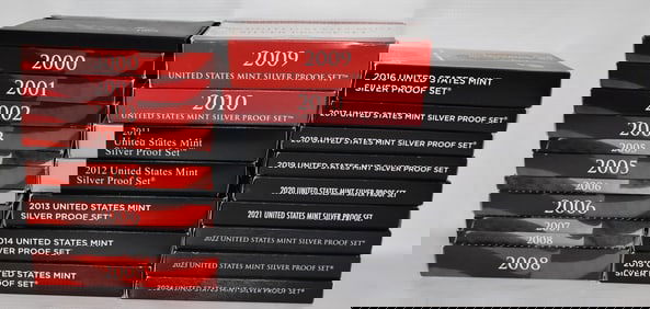 LOT (28) 1998-2024 SILVER PROOF SETS (MIB)