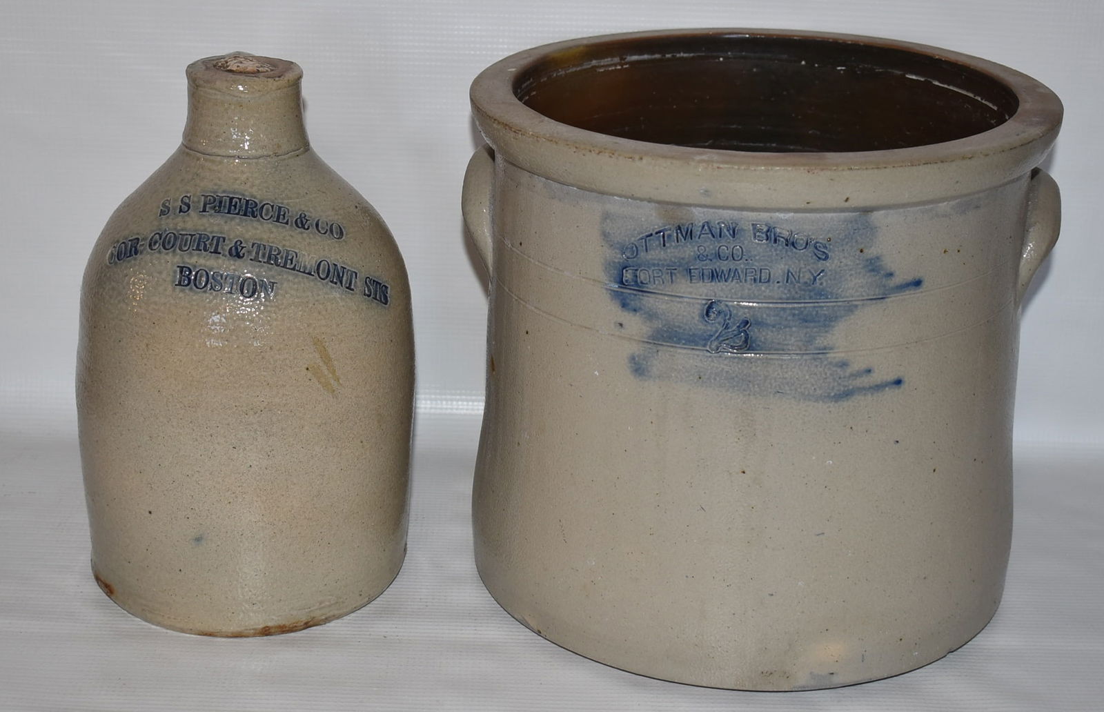 2 OTTMAN BROS, 2 GAL/SS PIERCE & CO STONEWARE CROCK/JUG (1 of 14)