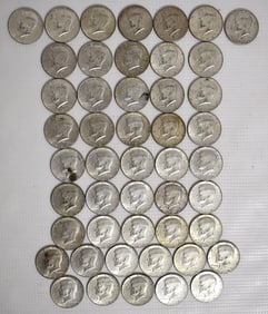 LOT (48) KENNEDY CLAD HALF DOLLARS, 1965-1969