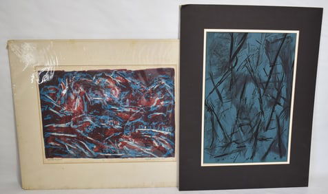LOT (2) W/C-LITHOGRAPH ABSTRACTS SIGNED ERLANGER