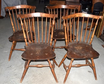 (4) NEW ENGLAND FAN BACK WINDSOR SIDE CHAIRS, 18TH C.