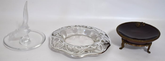 3 INCL. LALIQUE RING HOLDER, SEVNES RING TRAY, ETC.