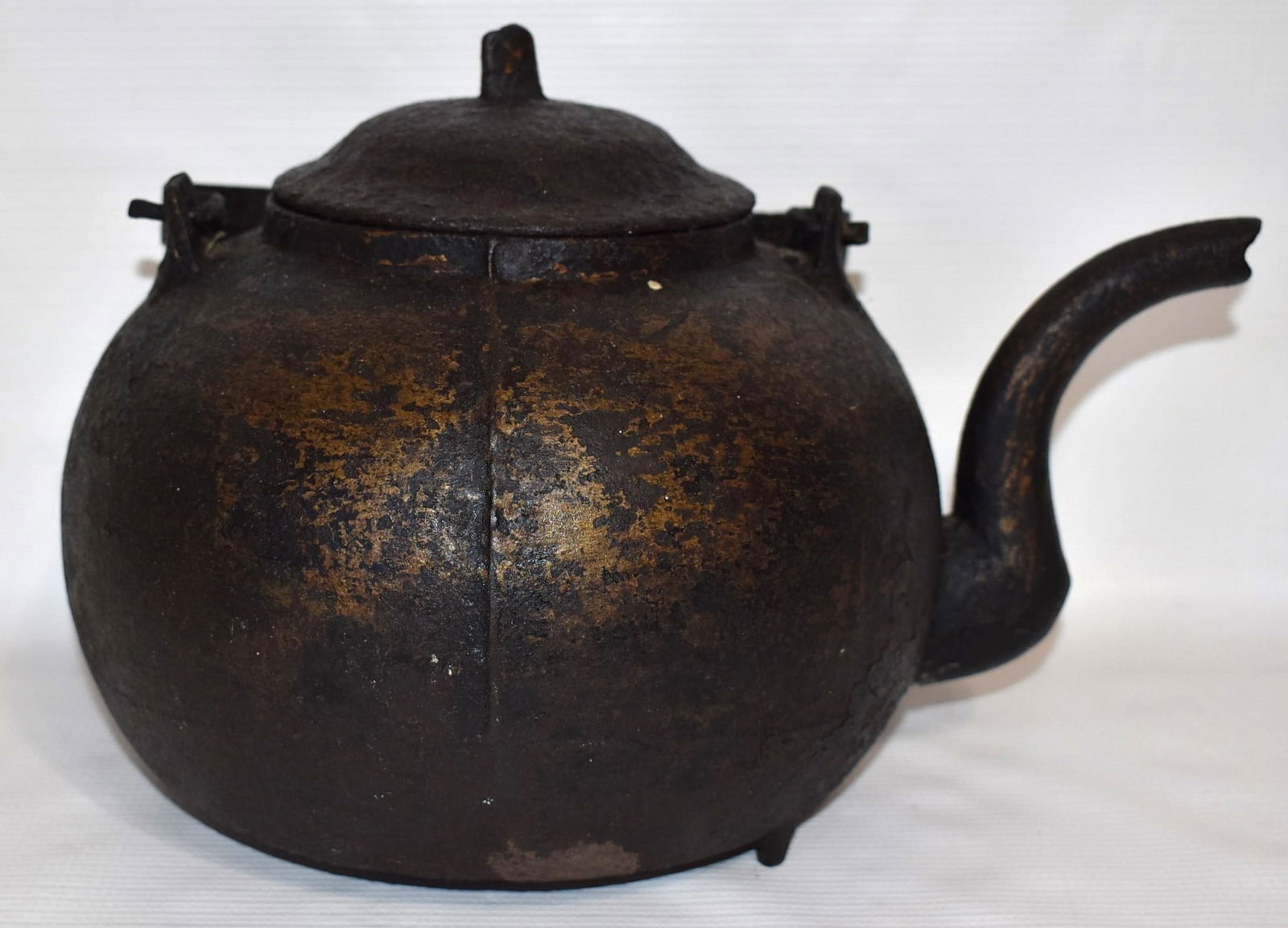 VICTORIAN CAST IRON GOOSE NECK WATER KETTLE, C. 1830 (1 of 5)