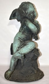 CLASSICAL BRONZE CHERUB FOUNTAIN FIGURE, 19TH C.