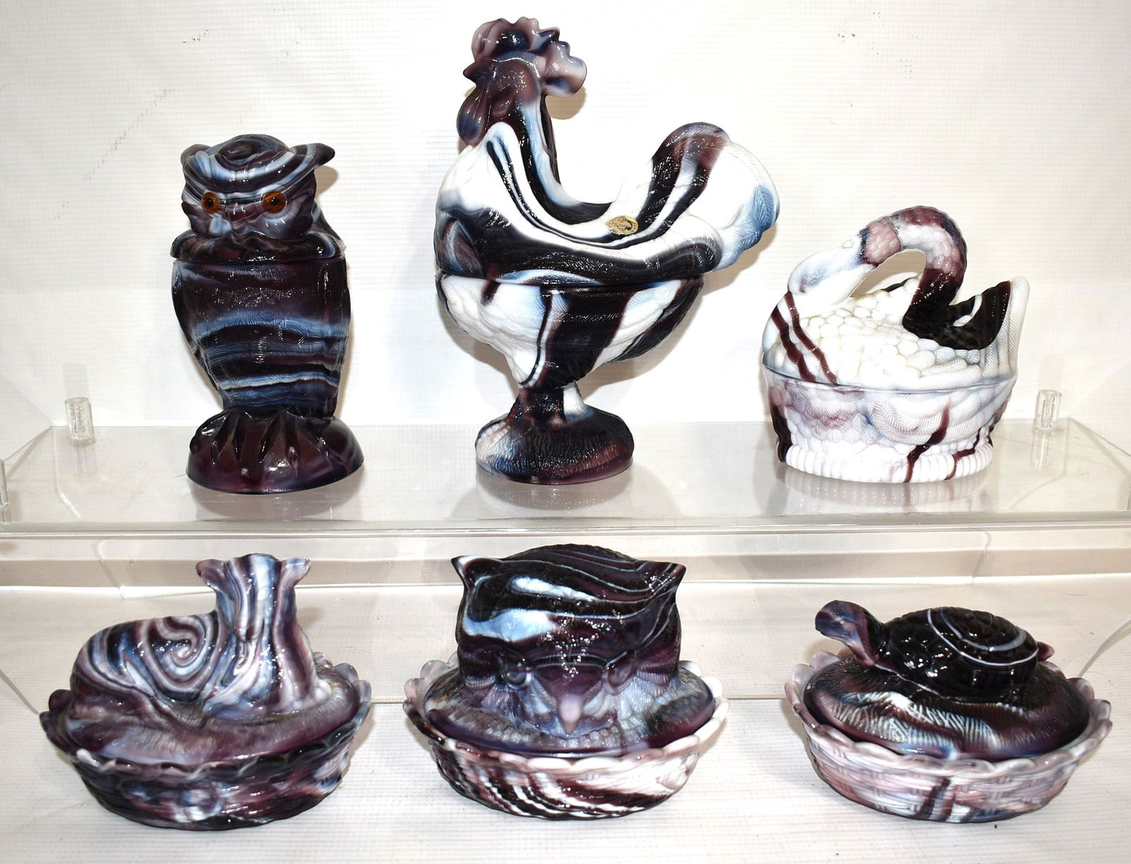 6 IMPERIAL GLASS/WESTMORELAND PURPLE SLAG GLASS BOXES (1 of 14)