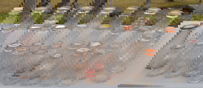 LARGE LOT ASSORTED ADVERTISING MILK BOTTLES, 19/20TH C.