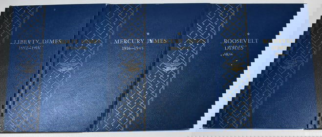 LOT (3) WHITMAN SILVER DIME BOOKS (PARTIAL)