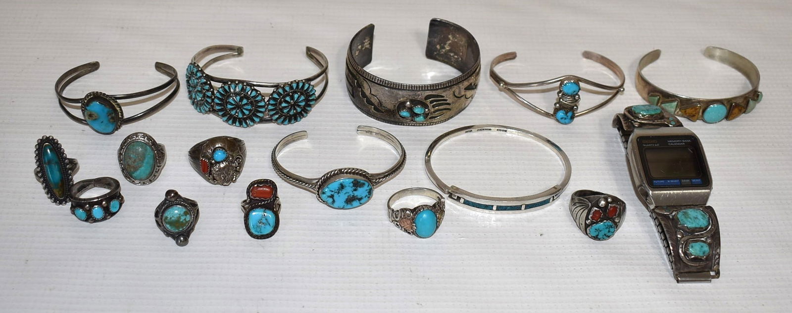 ASST. AM. INDIAN STERLING/TURQUOISE RINGS/BRACELETS ETC (1 of 13)