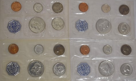 LOT (4) 1956, 1961, 1963, 1964 TREASURY PROOF SETS