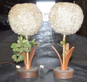 PAIR MID CENTURY MODERN SPAGHETTI LAMPS C. 1960, H. 20"