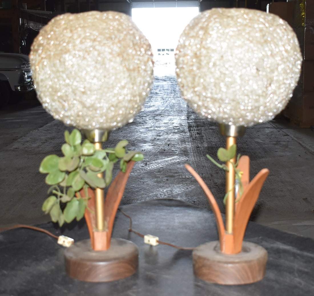PAIR MID CENTURY MODERN SPAGHETTI LAMPS C. 1960, H. 20" (1 of 4)