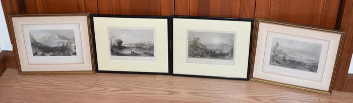 4 LITHO W/COLOR (ENGRAVINGS) HUDSON RIVER VIEWS SIGNED