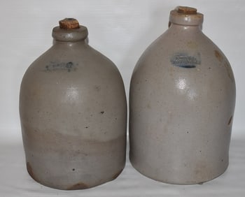 LOT (2) 1 GAL. D. WESTON SALT GLAZED STONEWARE JUGS