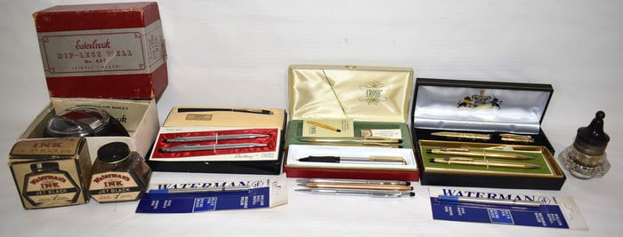 LOT ASSORTED PENS/PENCILS INCL. CROSS, SHEAFFER, ETC.