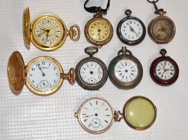 (9) ASSORTED VINTAGE LADIES POCKET WATCHES, 19/20TH C.