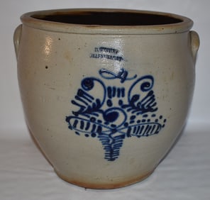 D. WESTON 4 GAL. OVOID SALT GLAZED STONEWARE CROCK