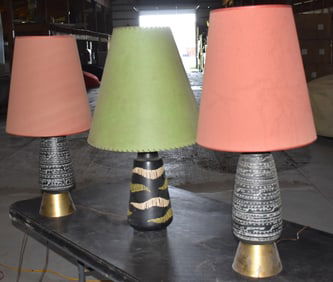 LOT (3) MID CENTURY MODERN TABLE LAMPS, C. 1940/50