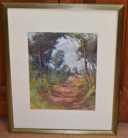 O/P LANDSCAPE W/FIGURES SIGNED FRANK MYSLIVE () C. 1970