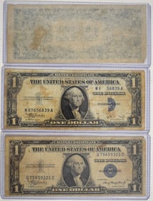 LOT (3) US SILVER CERTIFICATE ERROR NOTES, C. 1935
