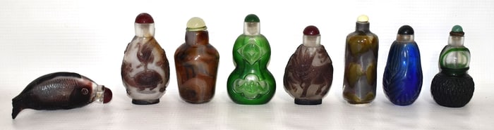 LOT (8) ASSORTED CHINESE SNUFF BOTTLES, 19/20TH C.