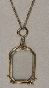 ART DECO 14KT YELLOW GOLD LONGNETTE W/CHAIN, C. 1920