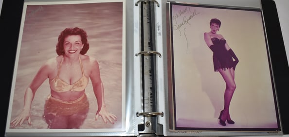LOT INCL. 34 AUTOGRAPHED JANE RUSSELL PHOTOGRAPHS, ETC.