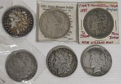 LOT (6) ESTATE MORGAN/PEACE SILVER DOLLARS