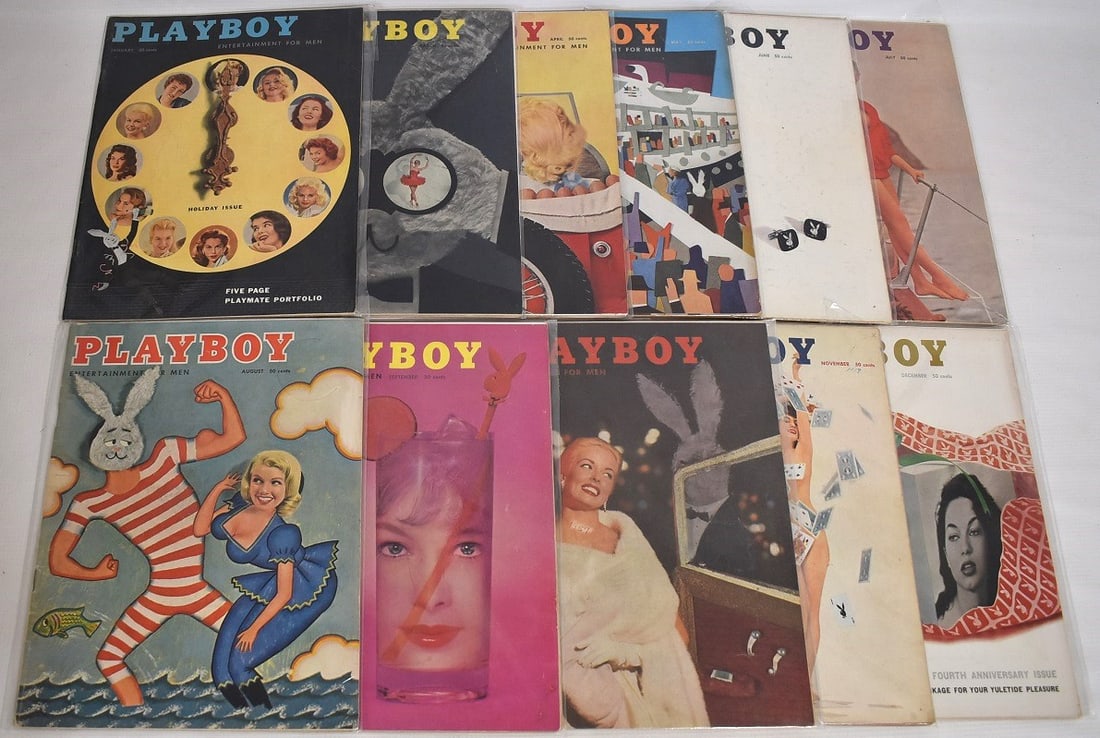 LOT (11) ASSORTED VINTAGE 1957 PLAYBOY MAGAZINES: LOT (11) ASSORTED VINTAGE 1957 PLAYBOY MAGAZINES