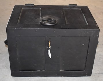 EARLY IRON STRONGBOX W/KEY ACCESS, C. 1850