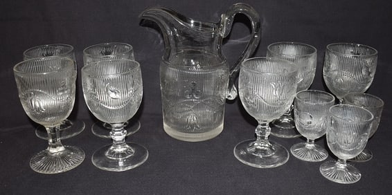 LOT (11) ASSORTED PATTERN GLASS "BELLFLOWER", 19TH C.
