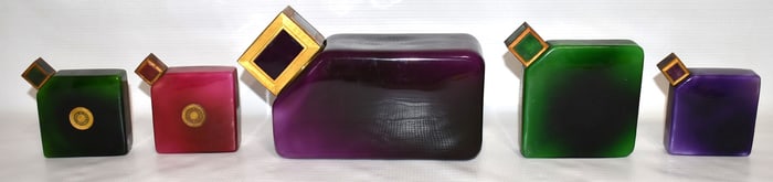 LOT (5) BACCARAT ART GLASS PERFUMES, 20TH C., H. 8"