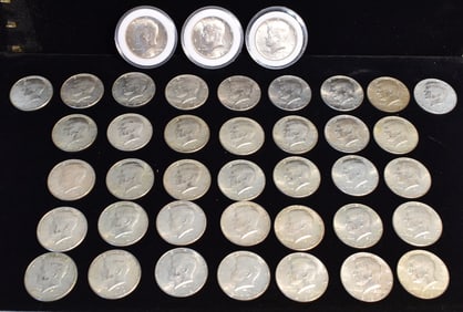 LOT (40) ASSORTED KENNEDY CLAD SILVER HALF DOLLARS