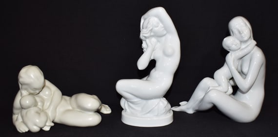 LOT (3) ROYAL DUX, B & G, DAHL JENSEN PORCELAIN NUDES