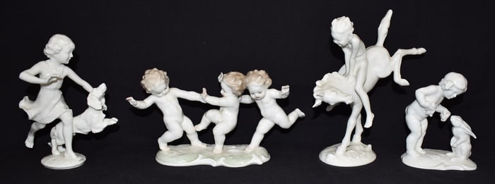 LOT (4) HUTSCHENREUTHER PORCELAIN FIGURINES, 19/20TH C.