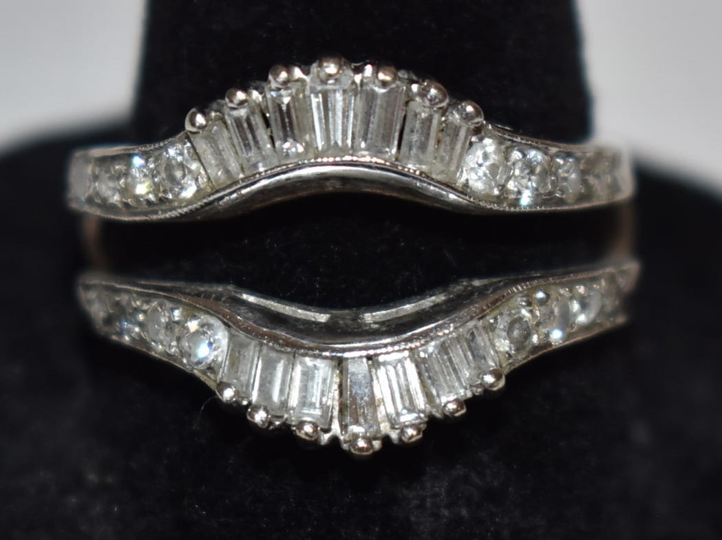 ART DECO 14KT WHITE GOLD/DIAMOND ENHANCER RING, C. 1950 (1 of 5)