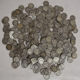 LARGE LOT MERCURY SILVER DIMES, 26.4 OZ.