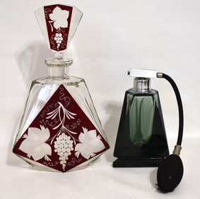 LOT (2) FRENCH GLASS PERFUMES, 20TH C., H. 9 1/2""