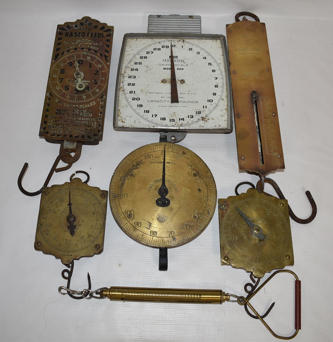 (7) VARIOUS BRASS PLATE SCALES (KASCO SEED CO.) 19TH C. (1 of 12)
