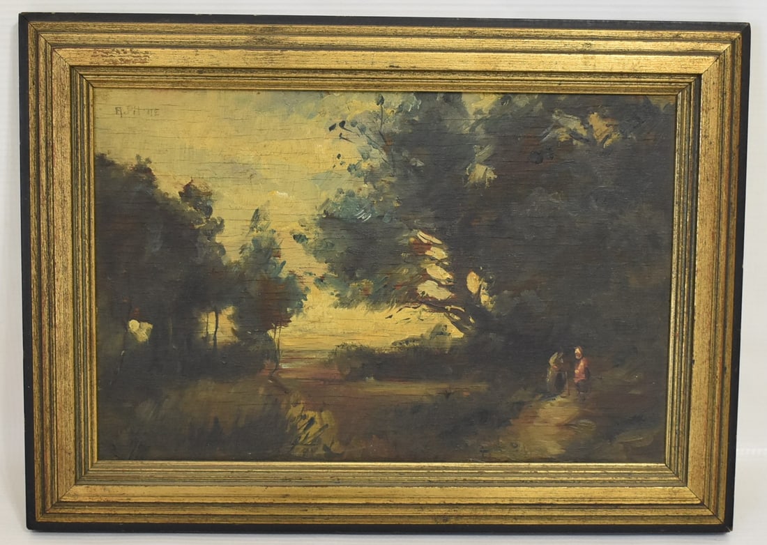 O/P "A BIT FROM BERMUDA" SIGNED A. PITONE (ITALIAN): O/P "A BIT FROM BERMUDA" SIGNED A. PITONE (ITALIAN) 20TH C., SIGHT 7" X 10"; OVERALL 9" X 12 1/2"