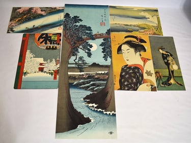 LOT (6) ASSORTED JAPANESE WOODBLOCK PRINTS, 19/20TH C.