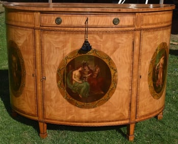 FRENCH EMPIRE STYLE H/P INLAID DEMI-LUNE CABINET