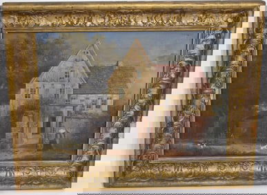 O/C HOUSE PORTRAIT UNSIGNED, 19TH C., 10" X 13 1/2"