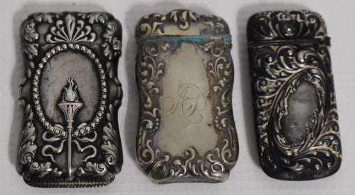 LOT (3) VICTORIAN STERLING MATCH SAFES, 19/20TH C.