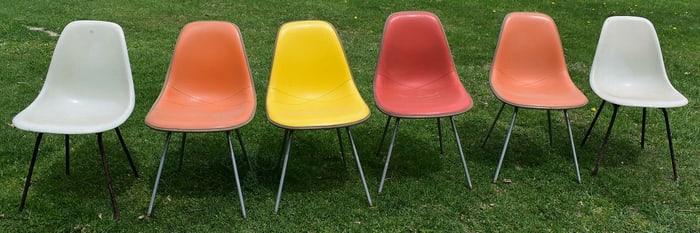 SET (6) ASSEMBLED HERMAN MILLER PADDED/SHELL CHAIRS