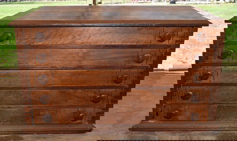 VICTORIAN WALNUT 5 DRAWER SPOOL CABINET, 19TH C.