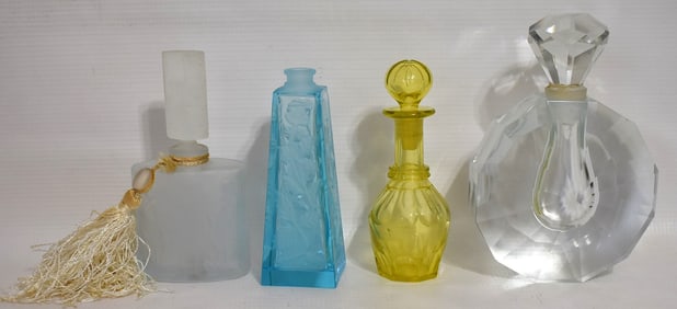 LOT (4) ASSORTED FRENCH/CUT GLASS PERFUMES, 20TH C.