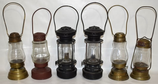 LOT (6) ASSORTED EARLY SKATERS LANTERNS, 19TH C.